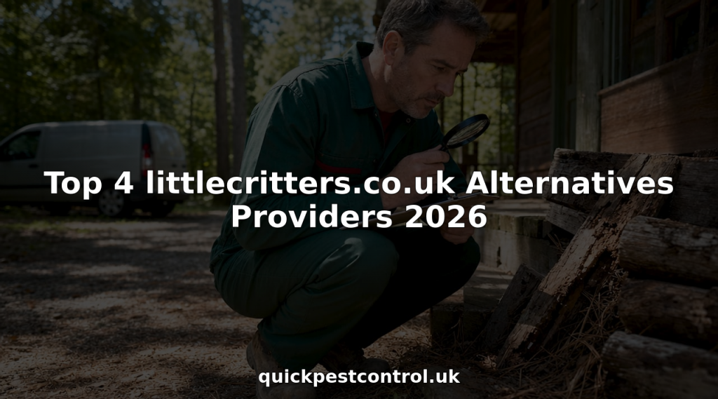 Pest control technician inspecting residential property exterior